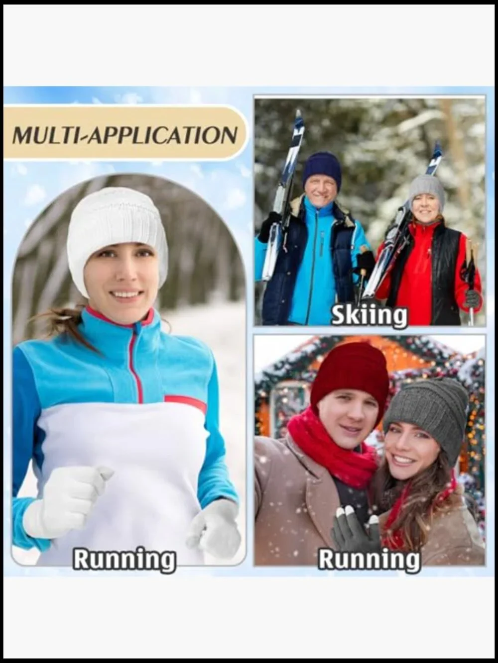 8 Set Winter Hat Gloves with Touchscreen, Knit Beanie Set